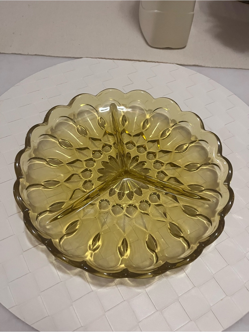 Anchor Hocking Amber Divided Glass Relish Dish